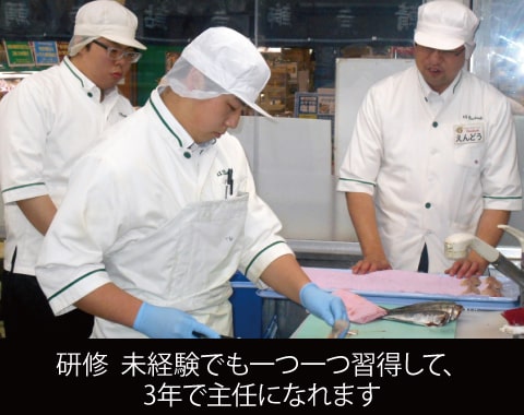 研修　未経験でも一つ一つ習得して、3年で主任になれます